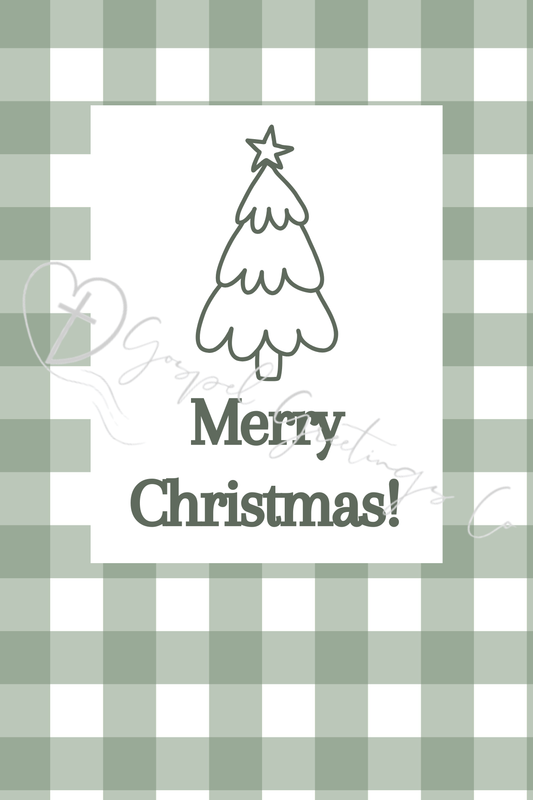 Gingham Plaid Chrismtas Tree Cards