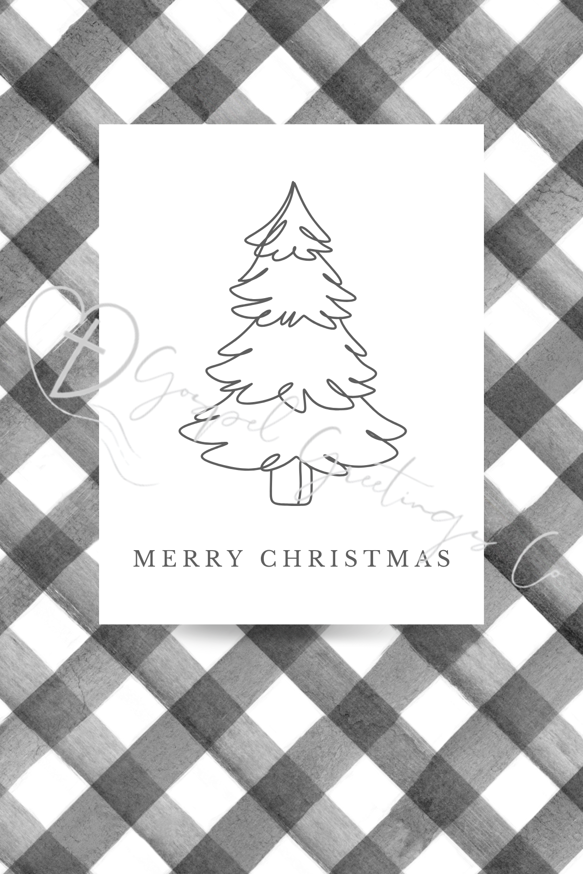 Gingham Plaid Chrismtas Tree Cards