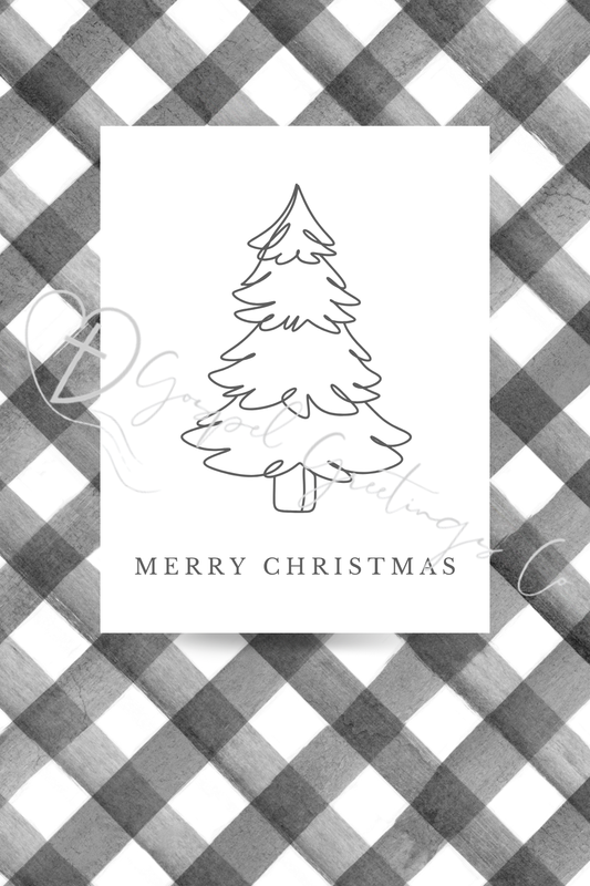 Gingham Plaid Chrismtas Tree Cards