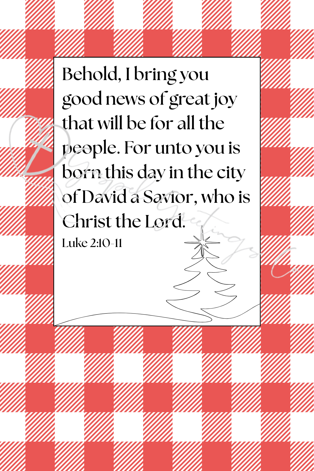 Gingham Plaid Chrismtas Tree Cards